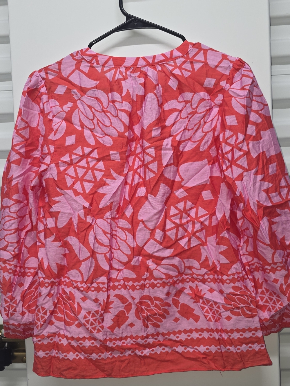 Skies Are Blue Pink & Red Floral Tie-Neck Blouse Bohemian Cottagecore Size S - Picture 5 of 7